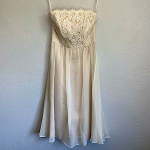 After Six Dessy Group Ivory Strapless Midi dress